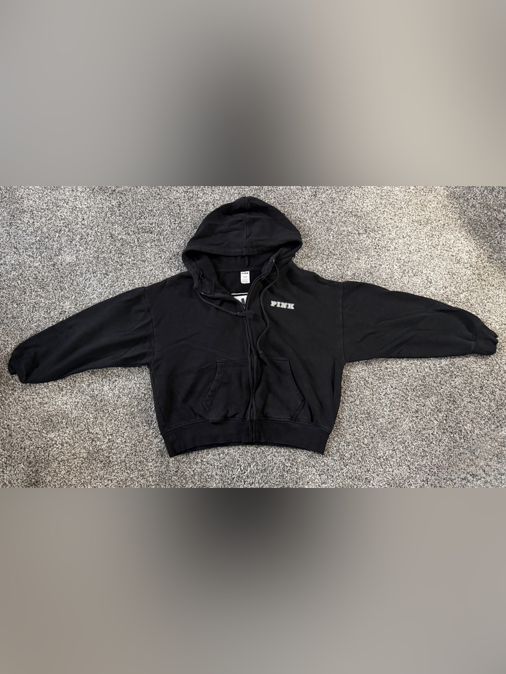 PINK Victoria's Secret Black Zip-Up Hoodie - XS
